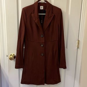 EUC Cabi Burgundy Button Down Coat, Size Small